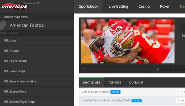 Intertops Sportsbook NFL Kickoff Bonus Offers and Free Bets!